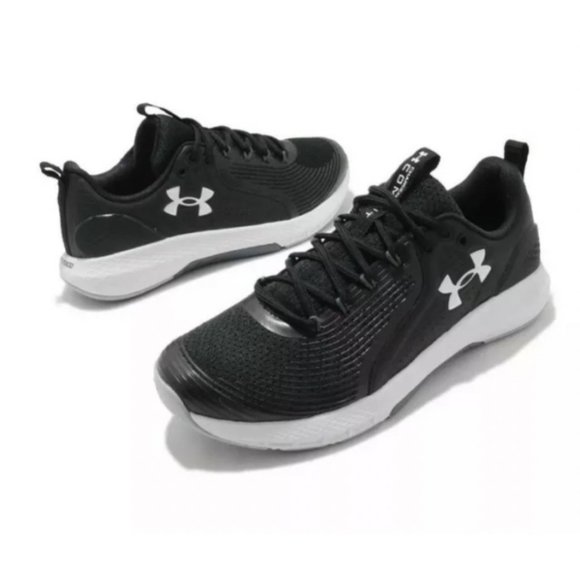 Under Armour UA Charged Commit TR 3 Black White Men Cross Training Shoes